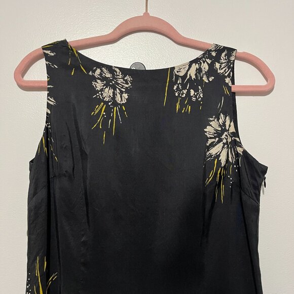 Papell Womens Vintage Silk Sheath Dress Size 8P Black Dark Floral Cocktail 90s - Picture 3 of 8